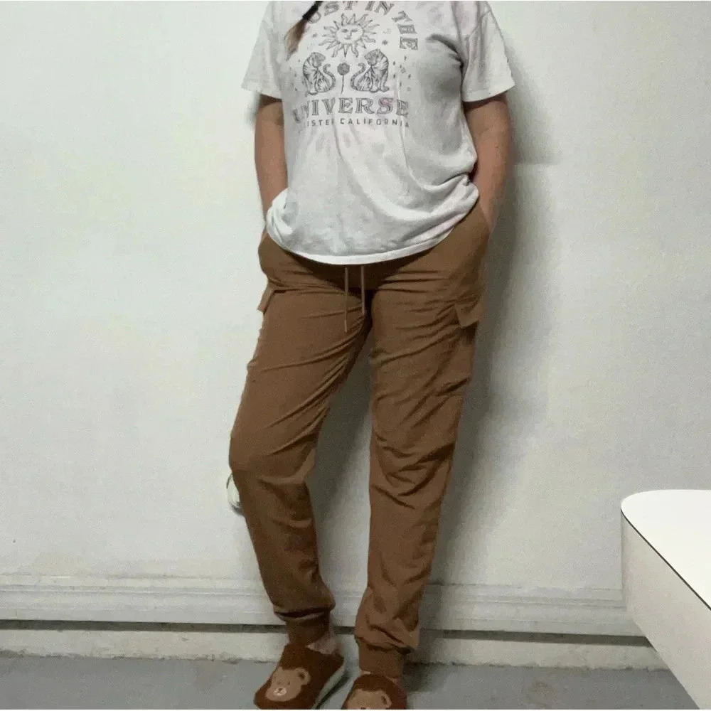 Hedge neutral cargo joggers medium pants unisex windbreaker material drawstring